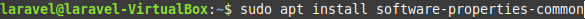 Terminal window with `sudo apt install software-properties-common`